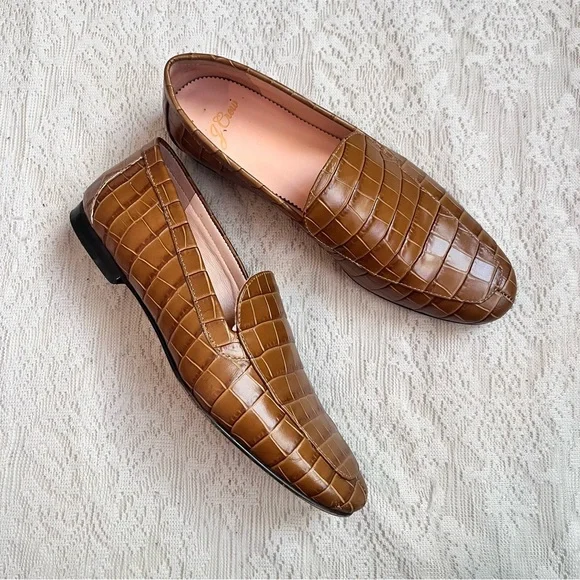 J.Crew Cecile croc embossed leather loafers - Picture 2 of 10